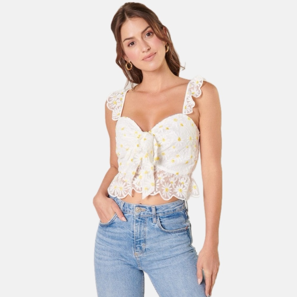 Sugarlips Cassiopeia Ruffle Front Tie Crop Top